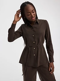 Chemise à manches longues avec ceinture nouer