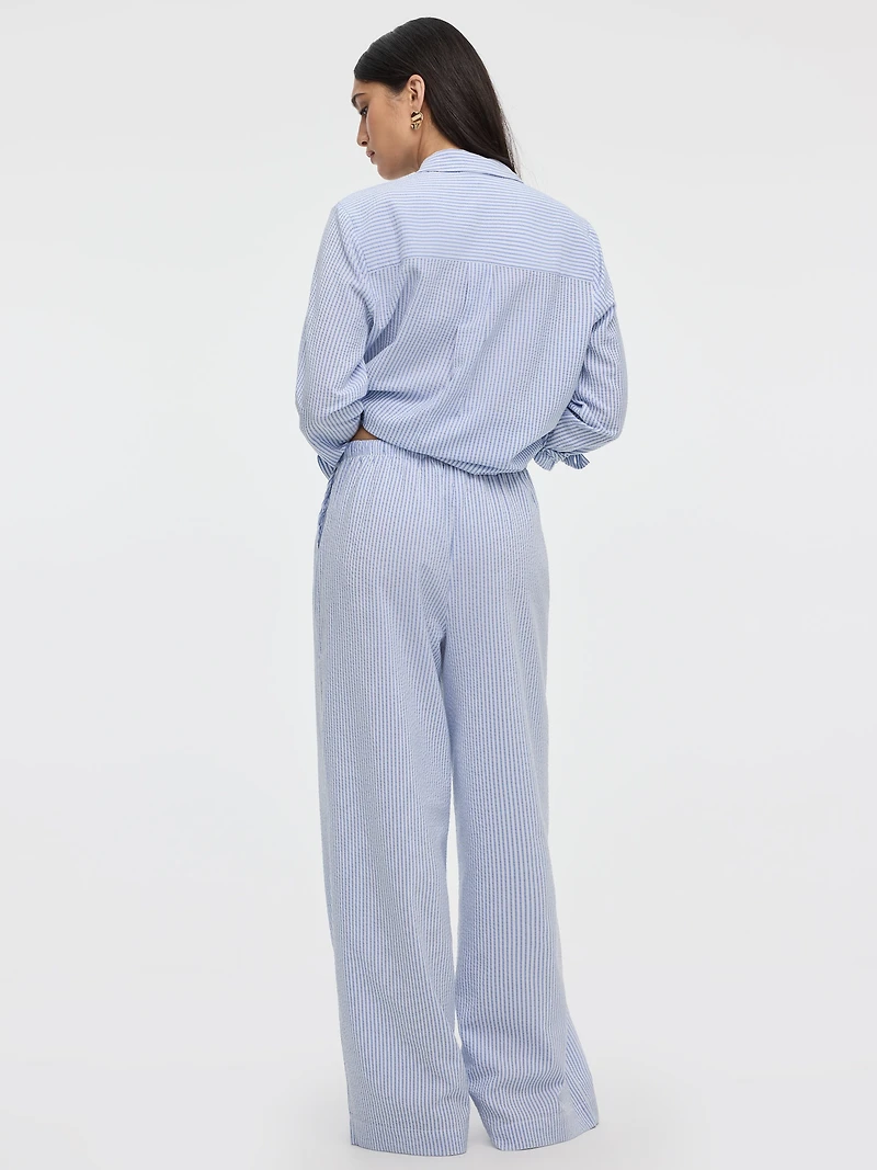 Pantalon gaufré à rayures jambe large