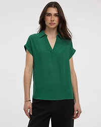 Extended-Sleeve V-Neck Flowy Blouse