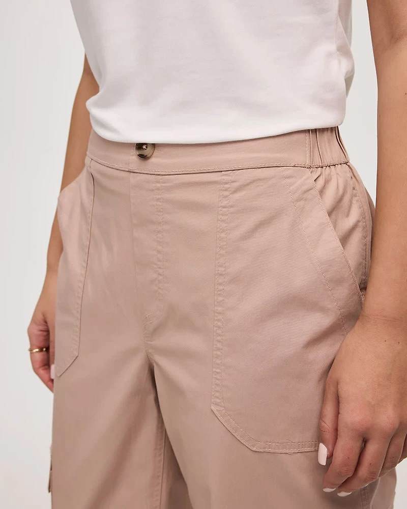 Pantalon jogger en popeline avec poches cargo - Long