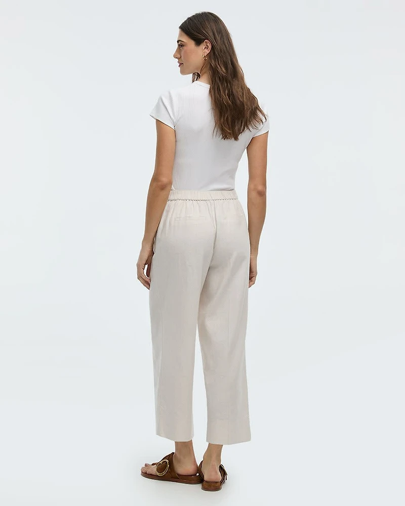 Cropped Wide-Leg Linen-Blend Pant
