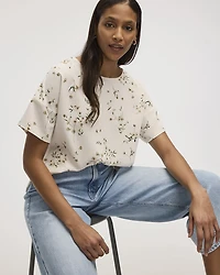 Blouse t-shirt à col rond et manches courtes