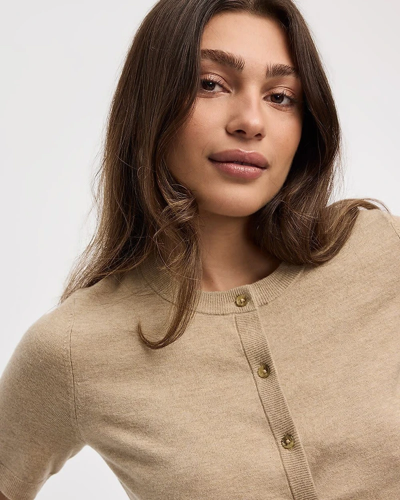 Short-Sleeve Buttoned-Down Cardigan
