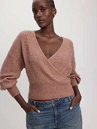Pull croisé à manches longues et col V