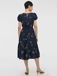 Short-Sleeve V-Neck Midi Dress