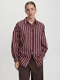 Blouse rayée en popeline avec détails froncés