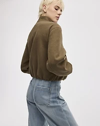 Veste style aviateur à boutons en fausse laine