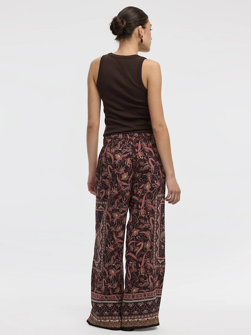 Wide-Leg High-Rise Pull-On Pant