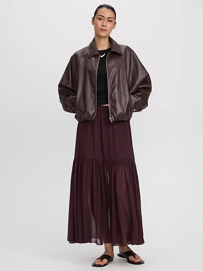 Jupe maxi en mousseline plissée