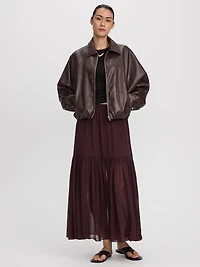 Jupe maxi en mousseline plissée