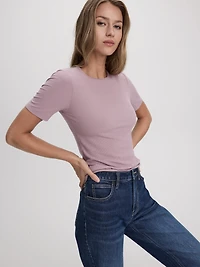 Long-Sleeve Crew-Neck Ribbed T-Shirt