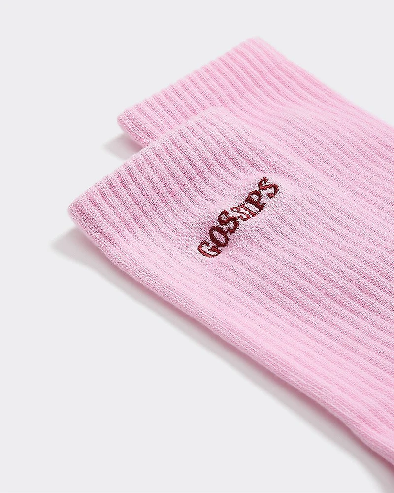 Ribbed Socks with Word at Hem