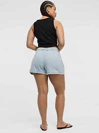 Short à plis en denim