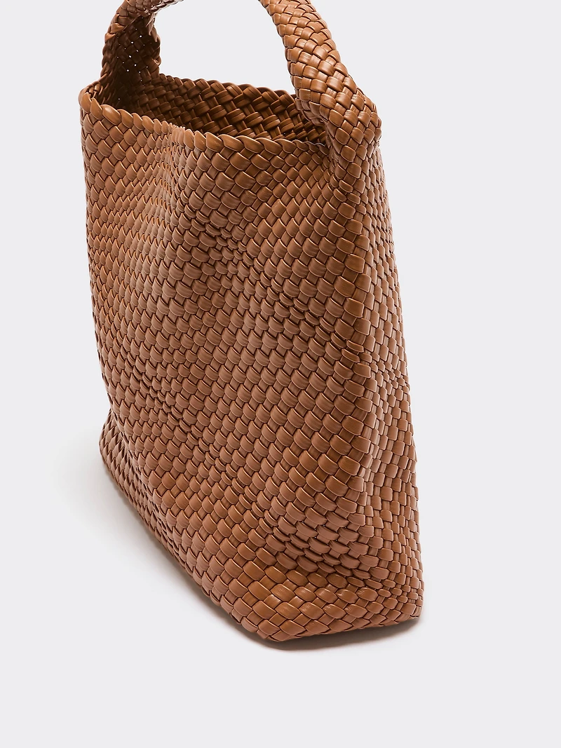 Sac porté épaule en faux cuir tressé