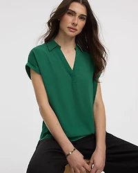 Extended-Sleeve V-Neck Flowy Blouse