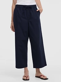 Wide-Leg High-Rise Cropped Poplin Pant