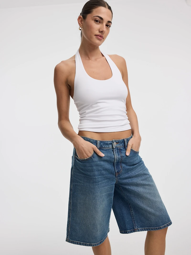 Bermuda en jean à taille mi-haute