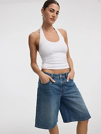 Bermuda en jean à taille mi-haute