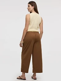 Pantalon court en tricot piqué à jambe large