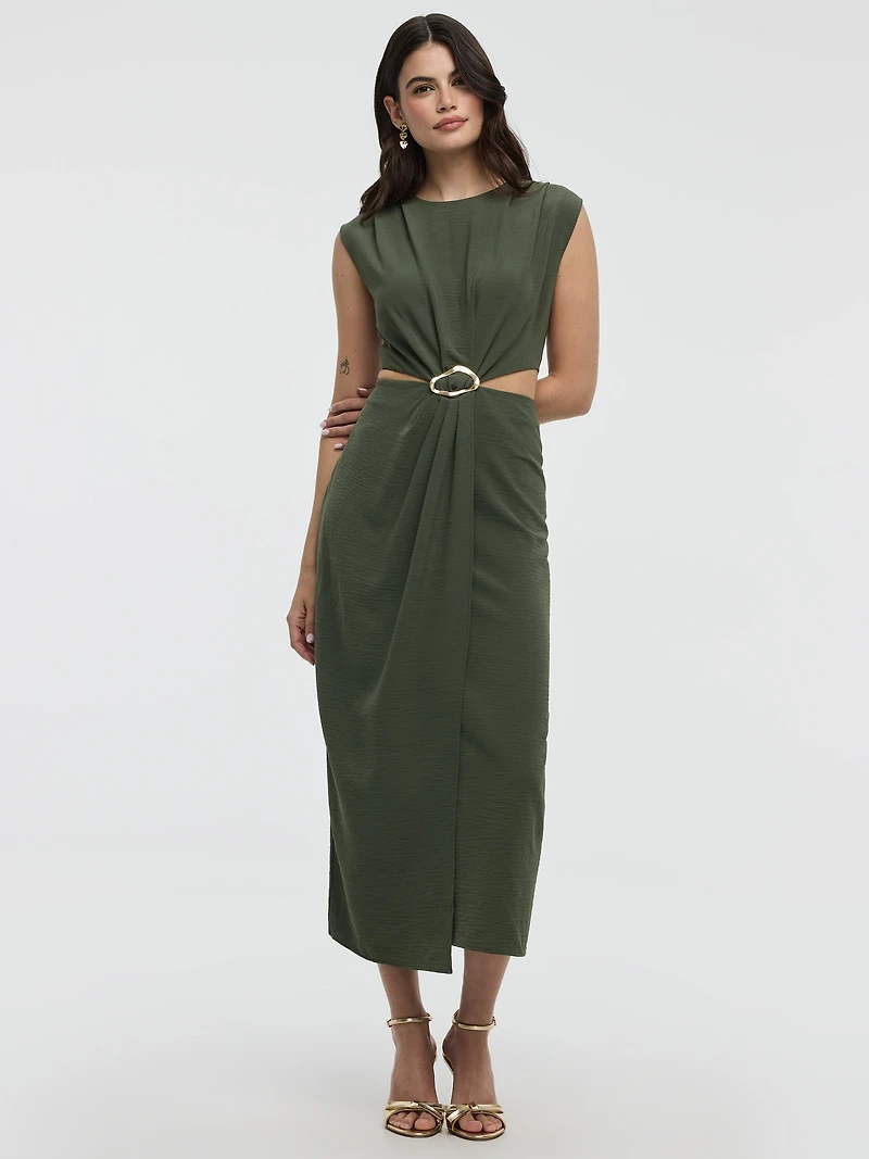 Sleeveless Fitted Maxi Dress with Cut-Out Details