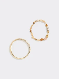 Metallic Bracelets with Semi-Precious Stones - Set of 2