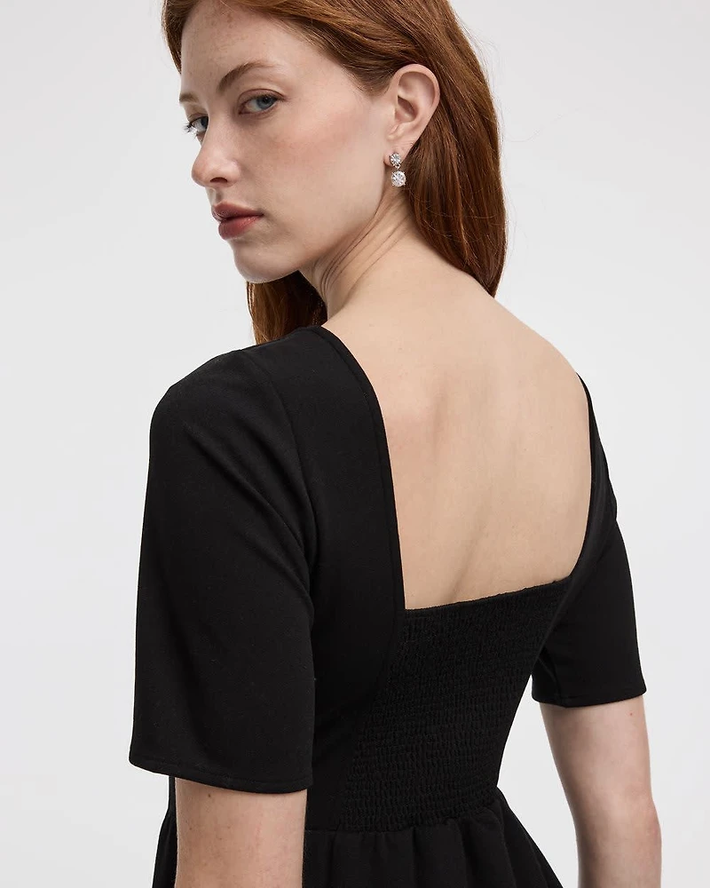 Short-Sleeve Crew-Neck Mini Dress