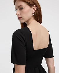 Short-Sleeve Crew-Neck Mini Dress