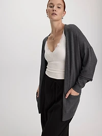 Long-Sleeve Open Cardigan with Pockets - R Essentials