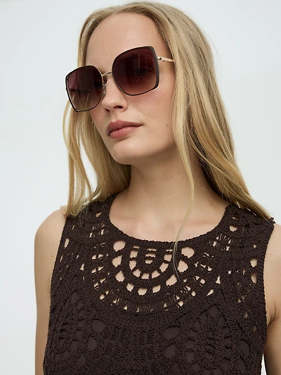 Lunettes de soleil mouchetées à monture carrée