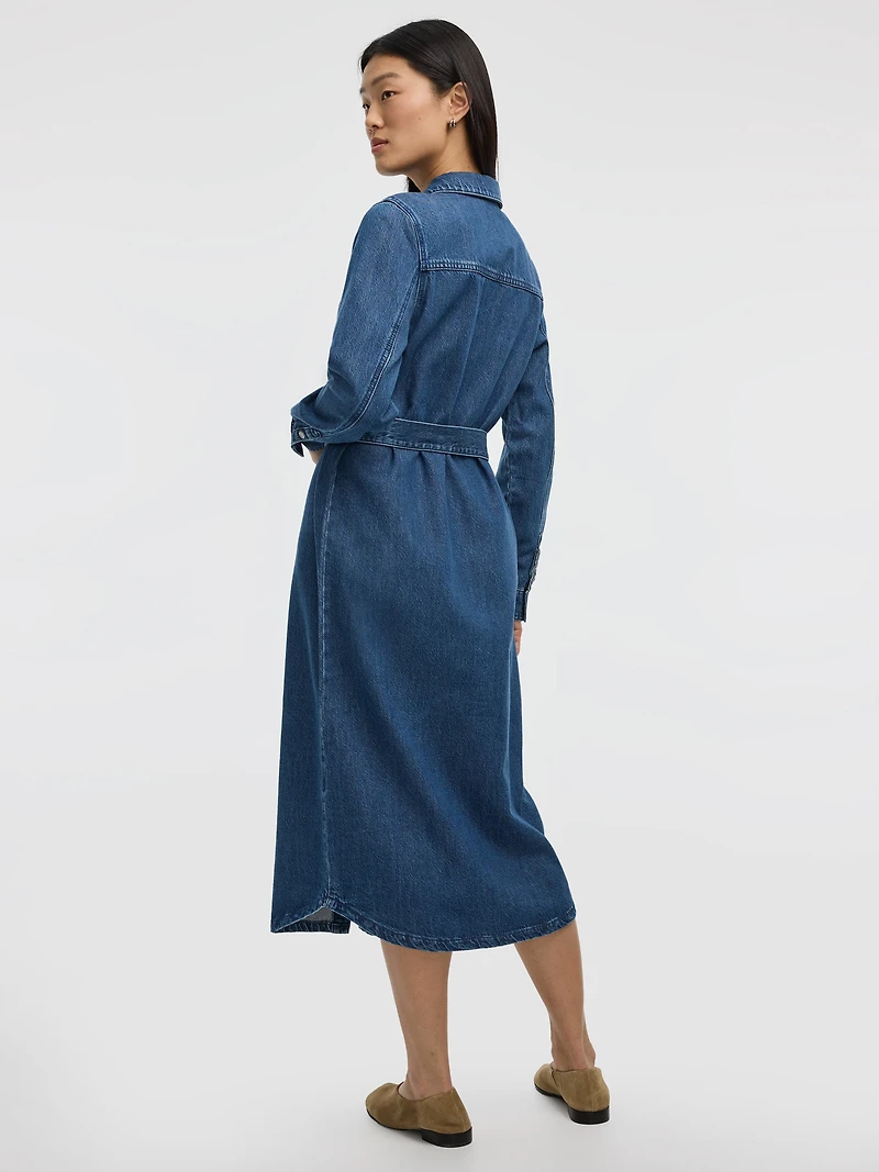 Robe chemise midi en denim