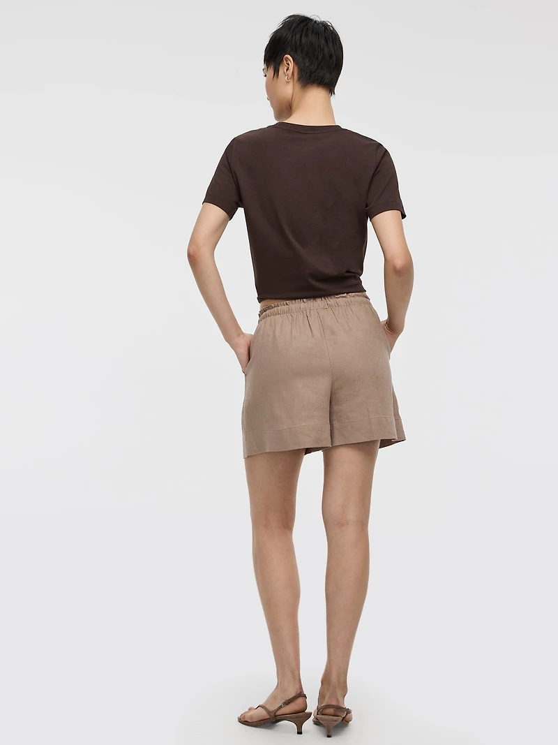 Linen-Blend Shorts with Elastic Waistband
