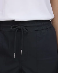 Pantalon capri à taille haute et jambe droite en popeline