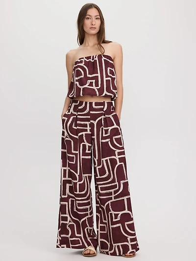 Wide-Leg High-Rise Pull-On Pant