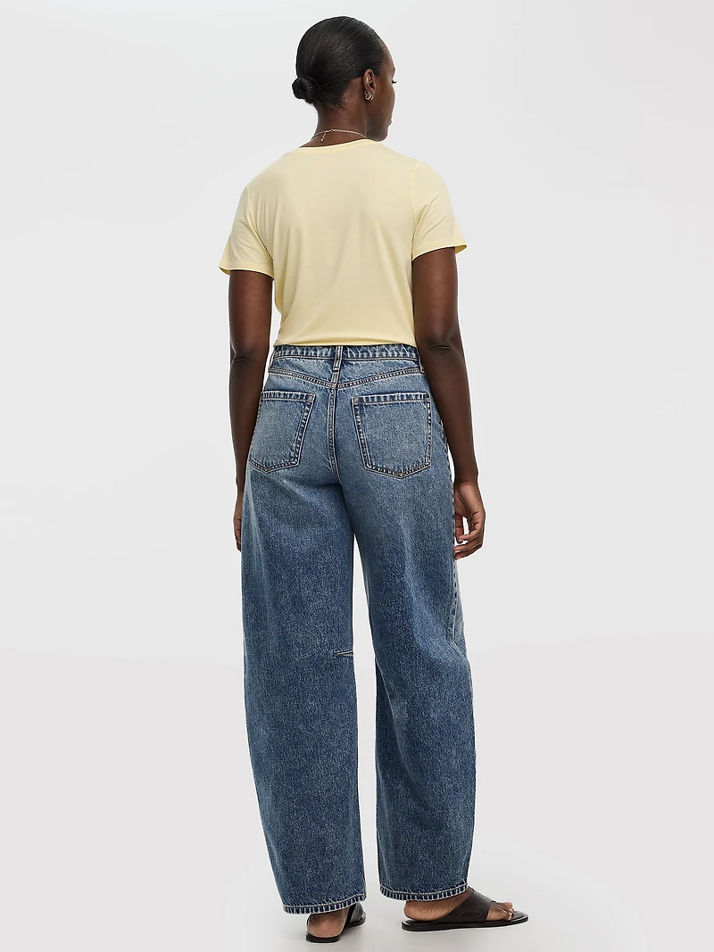 Pantalon taille mi-haute à jambe ballon