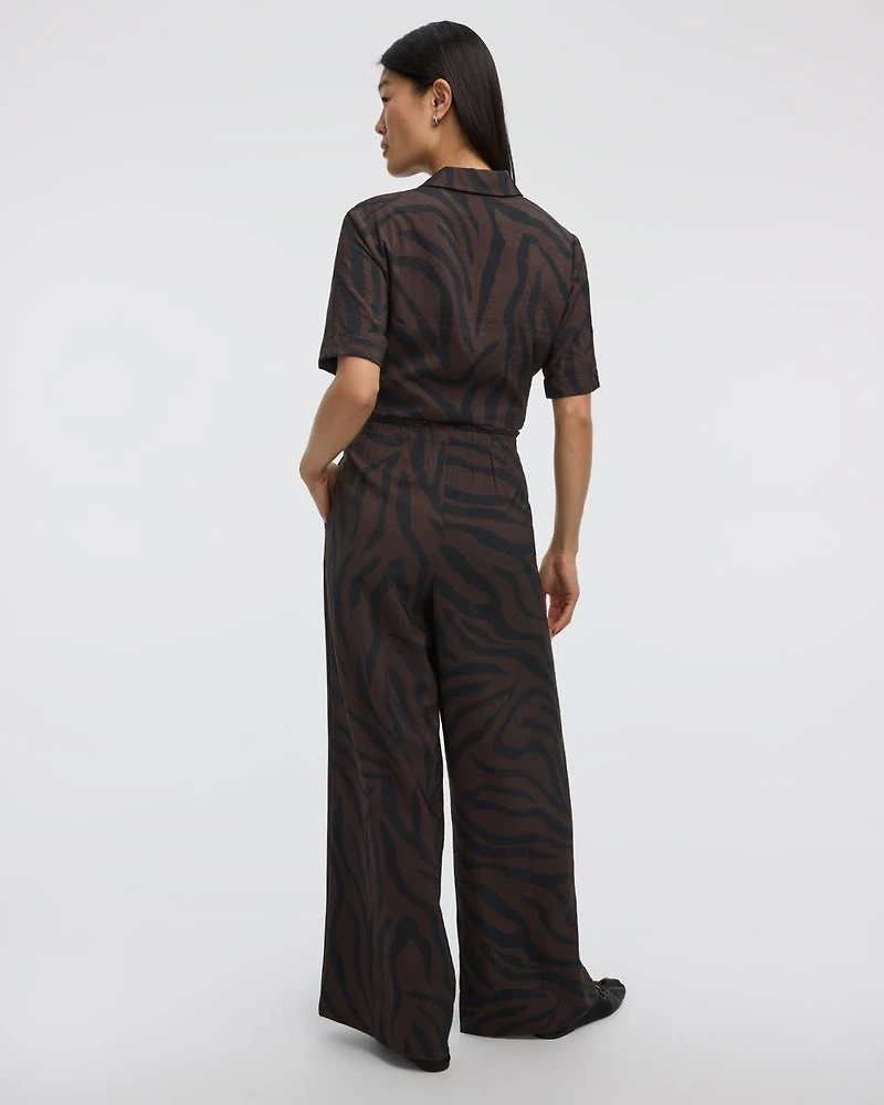 Wide-Leg High-Rise Pull-On Pant