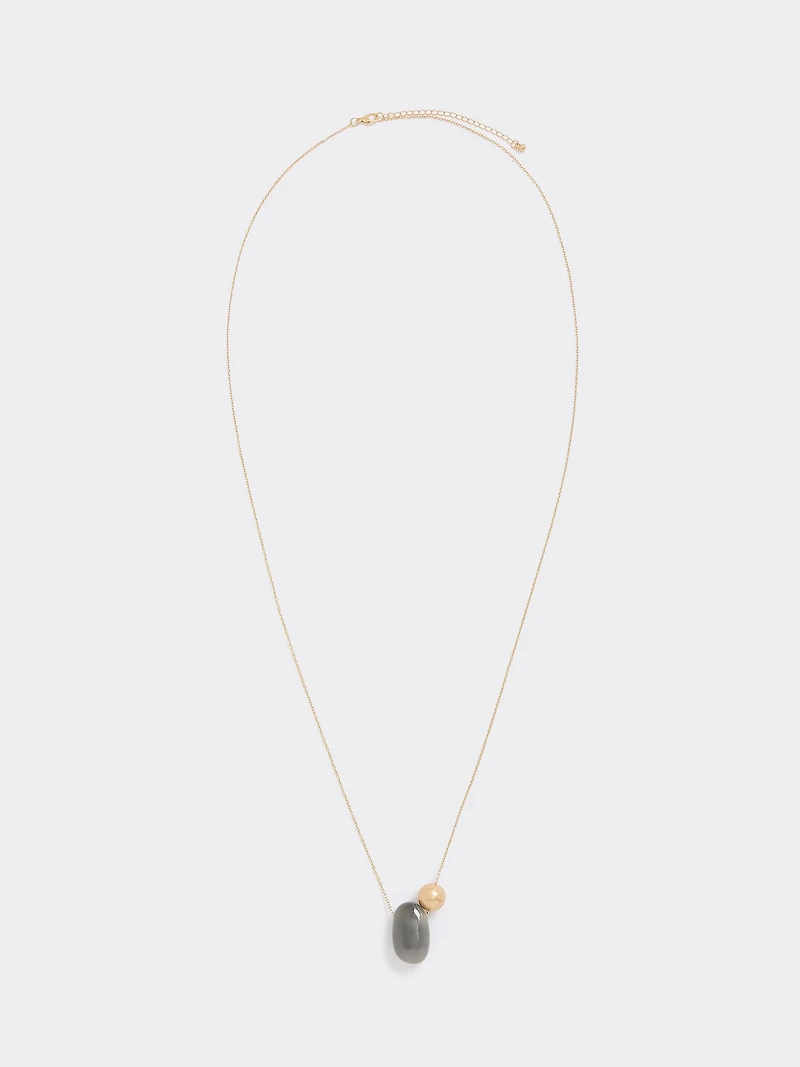 Long Necklace with Resin Pendant