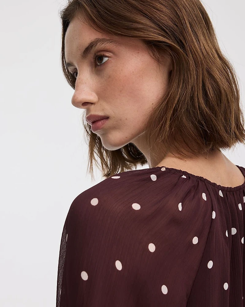 Mini-robe ballon à manches longues bouffantes et col V