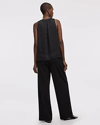 Blouse sans manches à col rond orné de bijoux