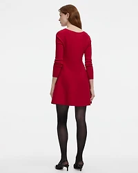 Long-Sleeve Boat-Neck Mini Dress