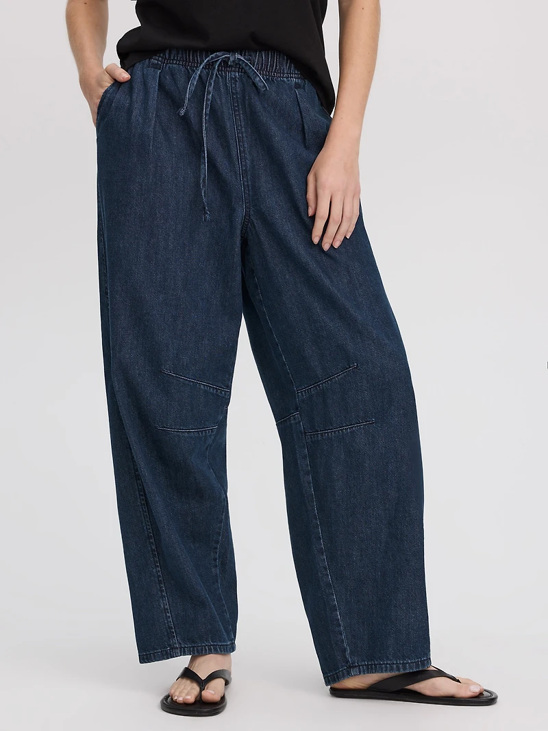 Pull-On High-Rise Barrel Pant