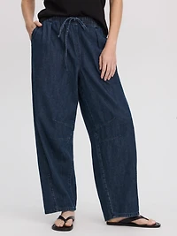 Pull-On High-Rise Barrel Pant