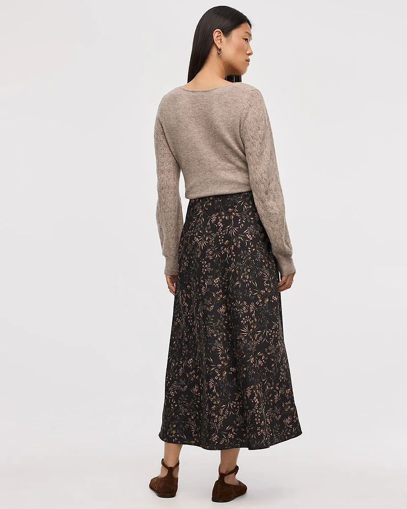 Satin A-Line Midi Skirt