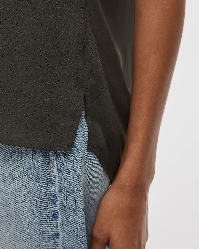 Cap Sleeve Split Neck Blouse - R Essentials