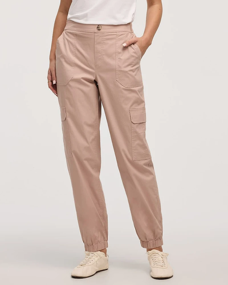 Pantalon jogger en popeline avec poches cargo - Long