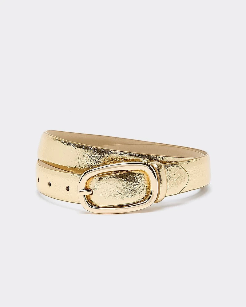 Metallic Faux Leather Belt