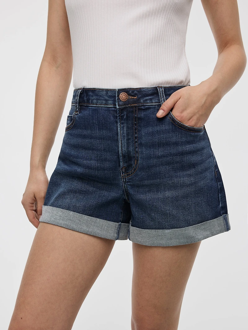 Jean court à jambe large et taille haute