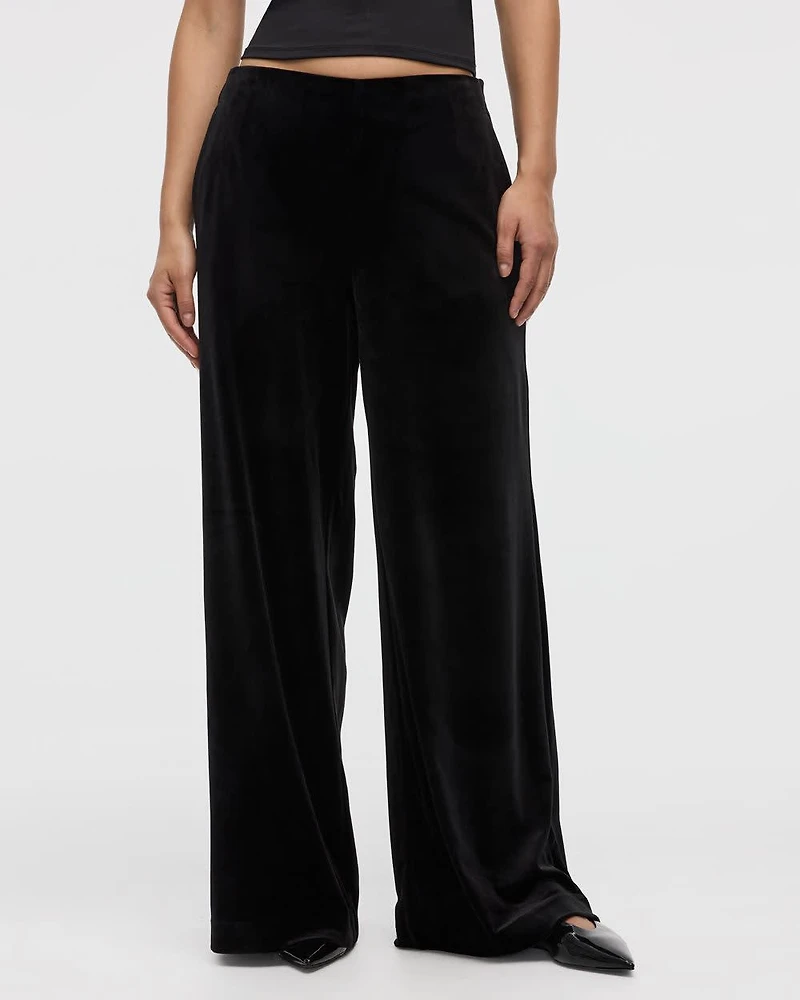 Wide-Leg High-Rise Velvet Pant