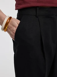 Linen-Blend Straight-Leg High-Rise Pant