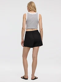 Jupe-short portefeuille en mélange de lin