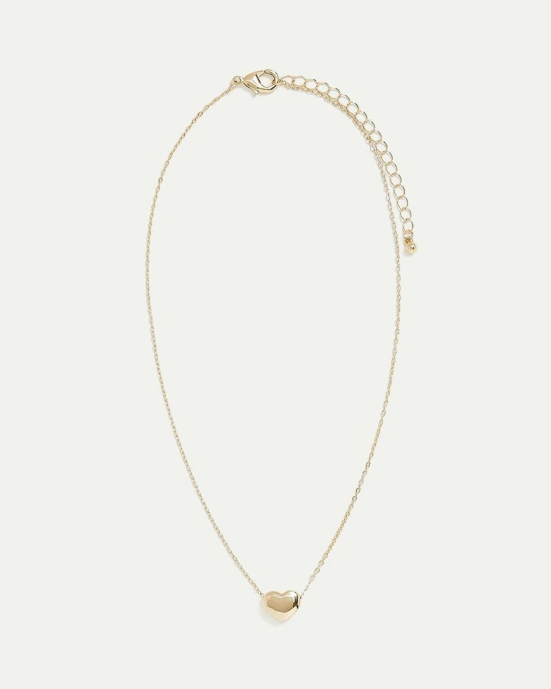 Short Necklace with Bubble Heart Pendant